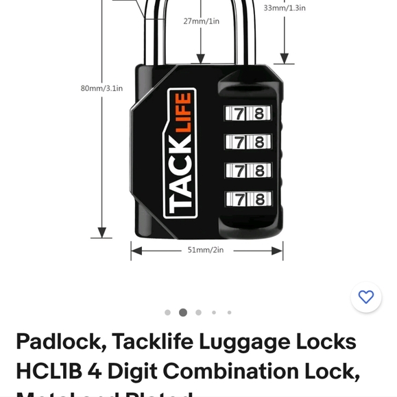 BNIB Padlock Tacklife Luggage Locks HCL1B 4 Digit Combination Lock - Picture 4 of 7